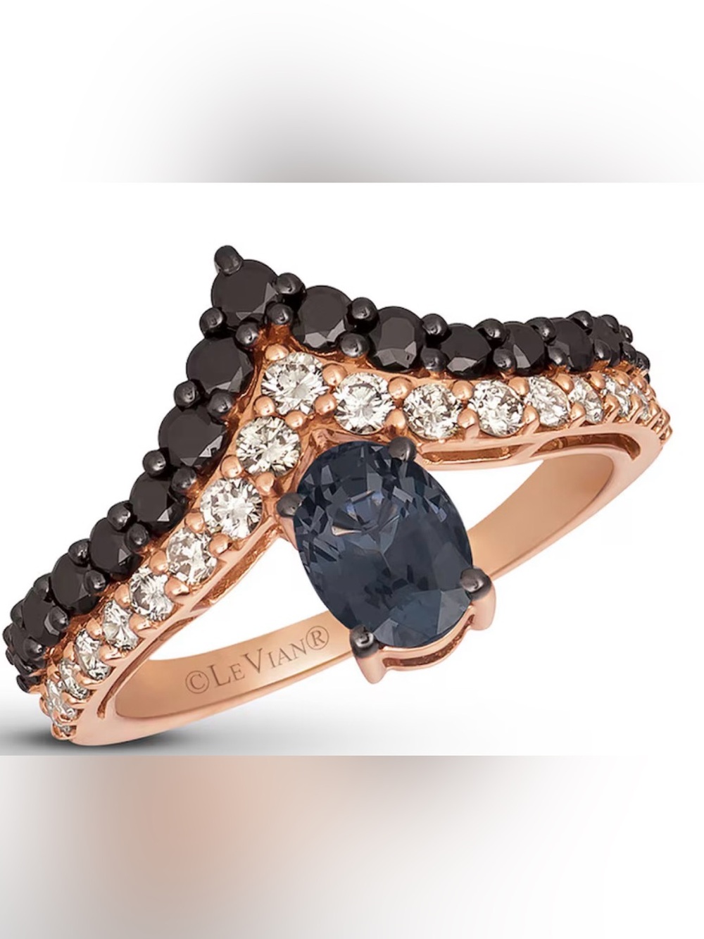 Levian Rose Gold Oval Spinel with Black/White Diamond Ring *discontinued*